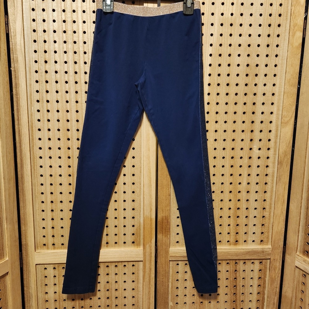 Girls Leggings Carters Kid Navy Blue With Glitter Sides and Waistband Size 10/12